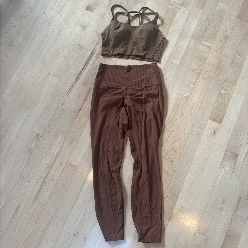 Lulu lemon ribbed chocolate brown set - size 6